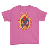 The Rock n Roll Wrestling Kids "Lil' Fireball - Flame" Youth Short Sleeve T-Shirt heathered pink