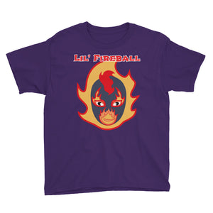 The Rock n Roll Wrestling Kids "Lil' Fireball - Flame" Youth Short Sleeve T-Shirt heathered pink