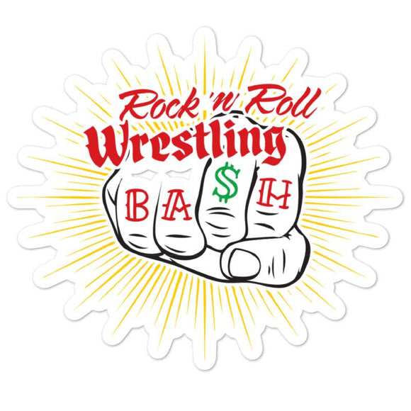 The Rock n Roll Wrestling Bash Aufkleber! Garantiert Blasenfrei! Also... die Aufkleber.