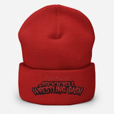 The Rock n Roll Wrestling Bash Cuffed Embroidery Beanie red