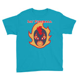 The Rock n Roll Wrestling Kids "Lil' Fireball - Flame" Youth Short Sleeve T-Shirt light blue